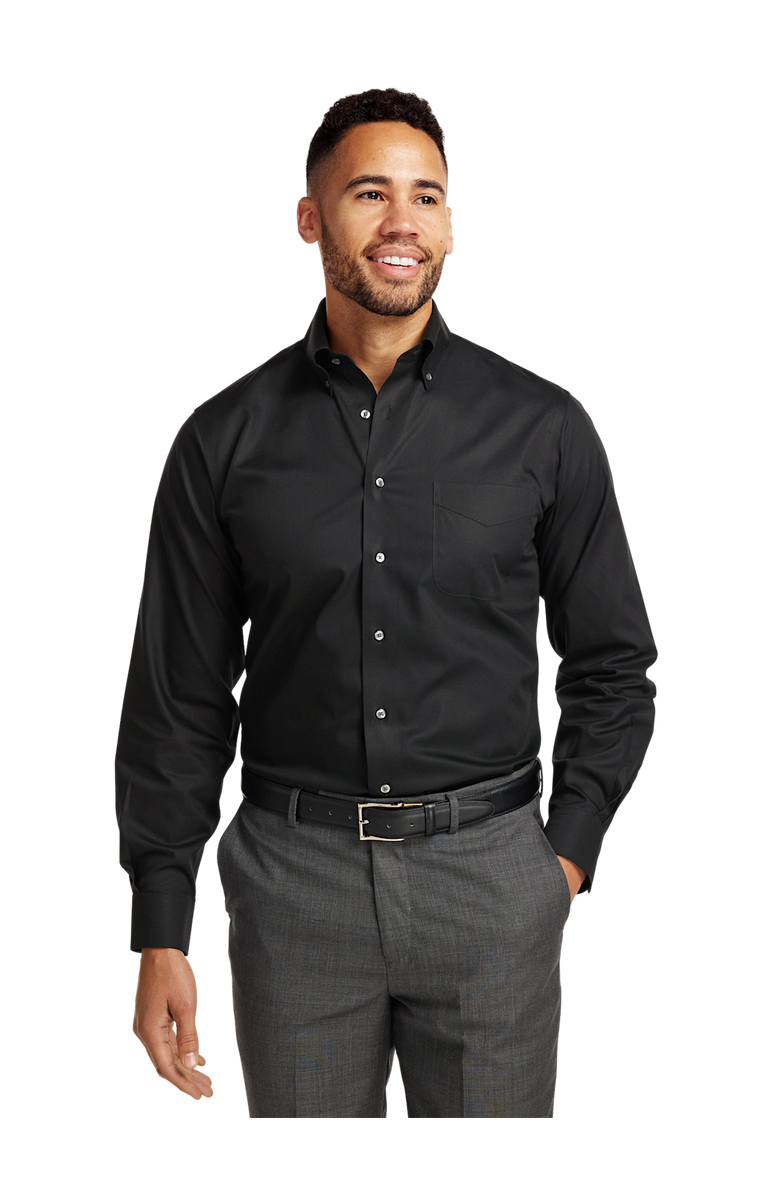 Paul Fredrick Slim Fit Non-iron Cotton Pinpoint Solid Button Down Collar Dress Shirt, Alternate, color, Black