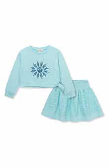 Peek Aren't You Curious Kids' Lace Flower Cotton Pullover & Skirt Set