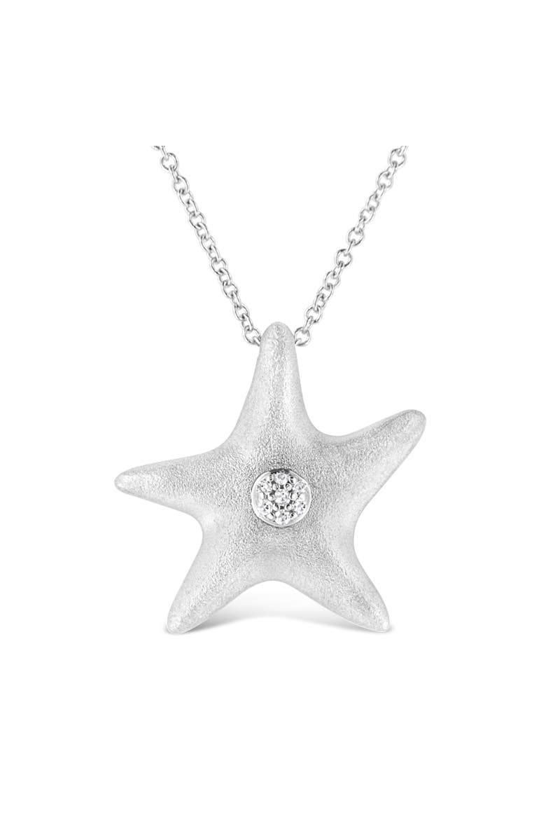 Haus of Brilliance .925 Sterling Silver Prong Set Diamond Accent Starfish Pendant Necklace, Main, color, White