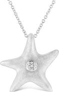 Haus of Brilliance .925 Sterling Silver Prong Set Diamond Accent Starfish Pendant Necklace