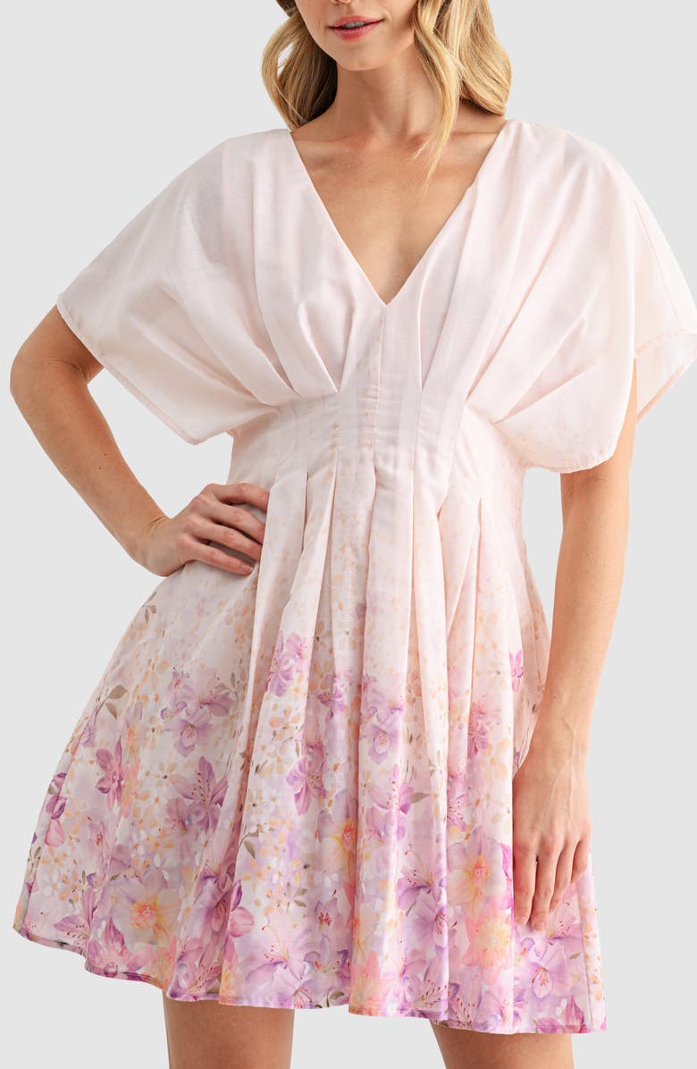 Mila Mae Placed Floral Minidress, Alternate, color, Blush Pink