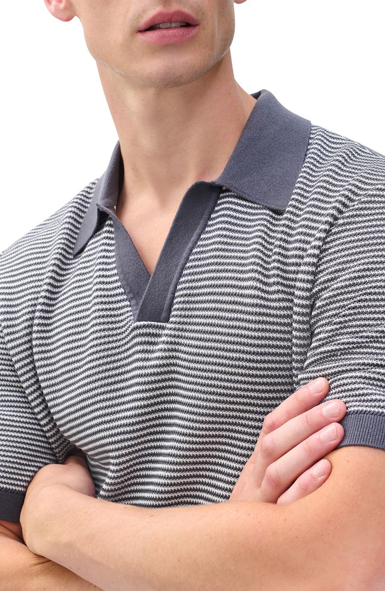 rag & bone Harvey Chevron Johnny Collar Polo, Alternate, color, Wet Iron
