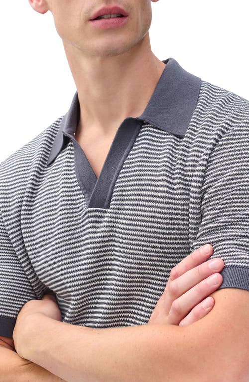 Rag & Bone Harvey Chevron Johnny Collar Polo In Blue