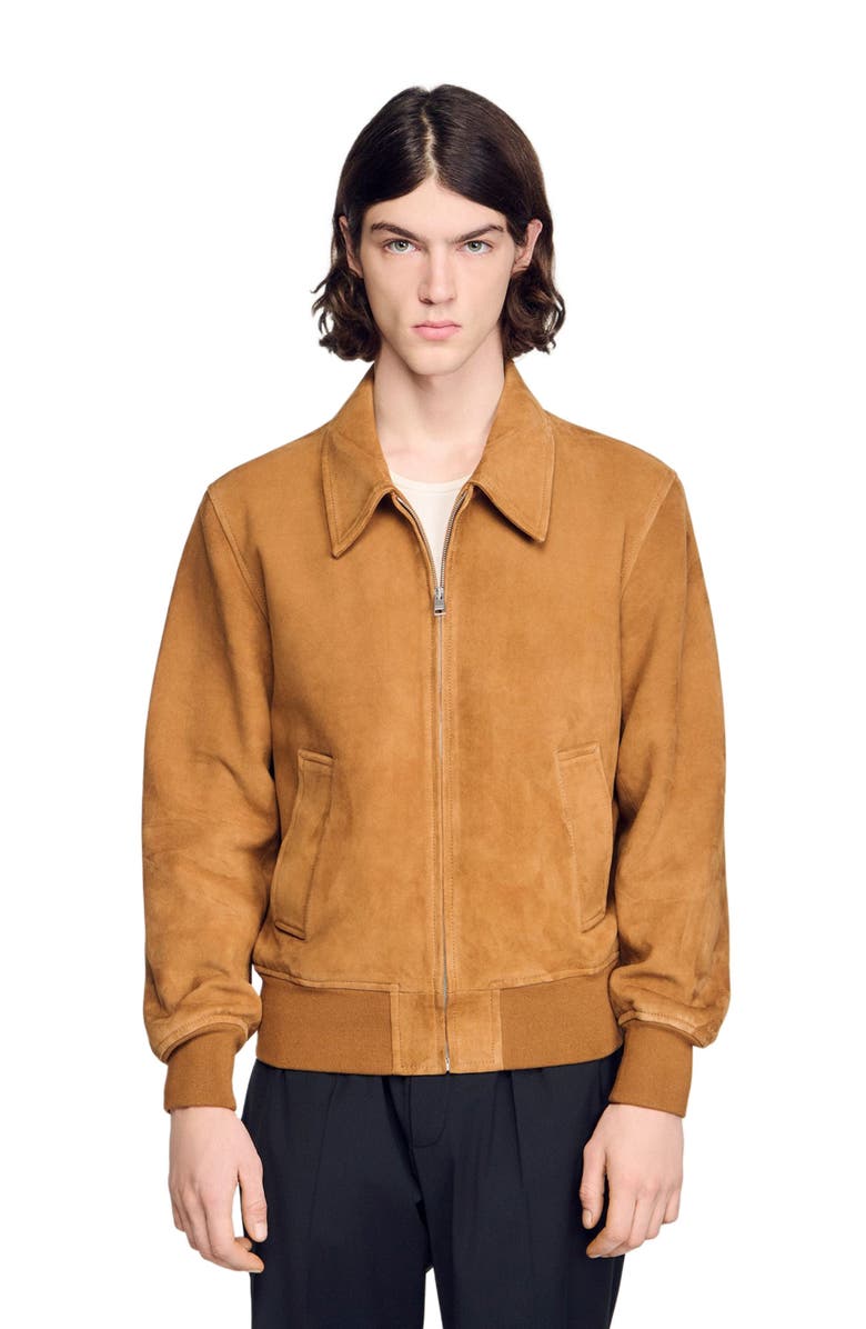 SANDRO Goat leather jacket, Main, color, Cognac