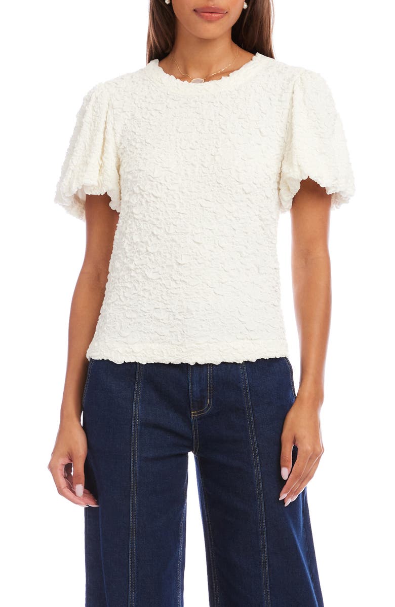 Karen Kane Puff Sleeve Textured Top, Main, color, White