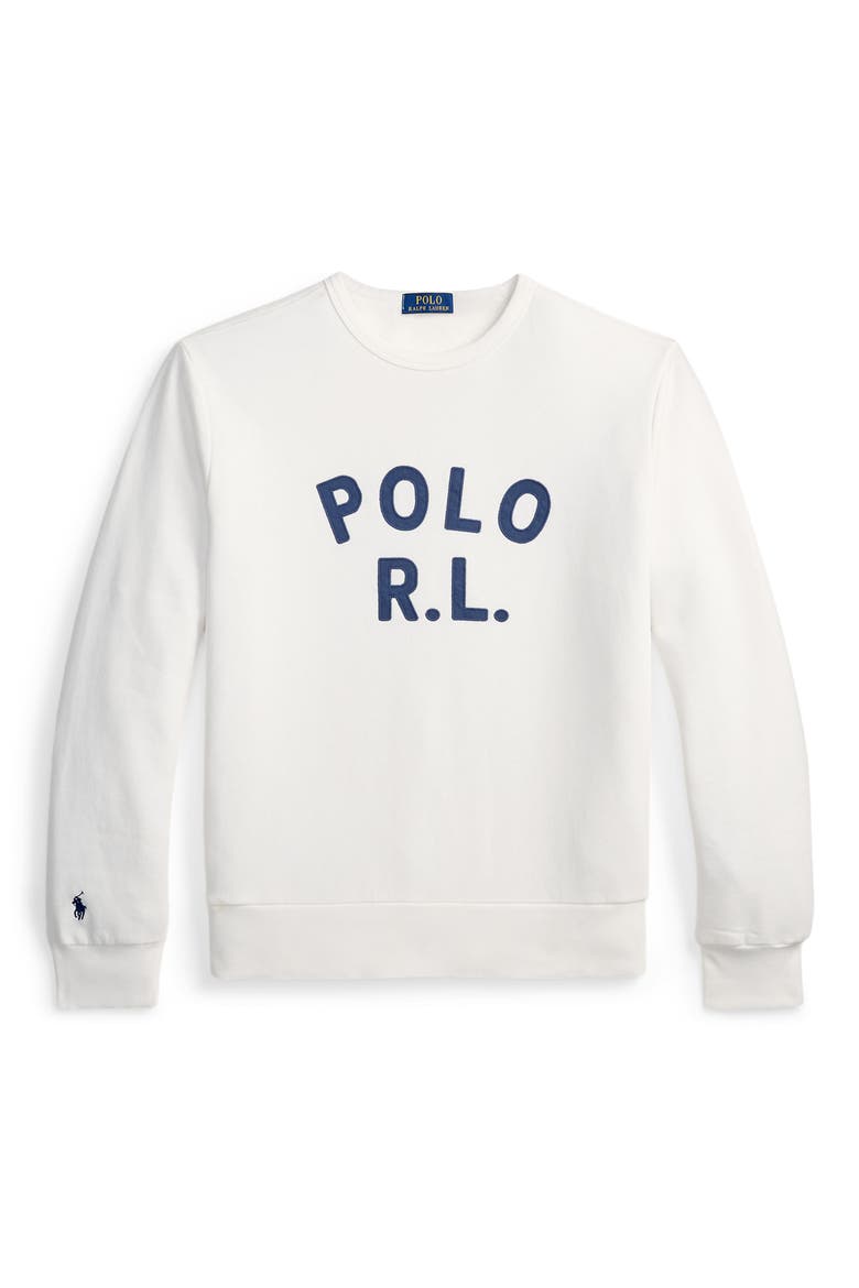 Logo Appliqué Fleece Crewneck Sweatshirt, Alternate, color, WHITE