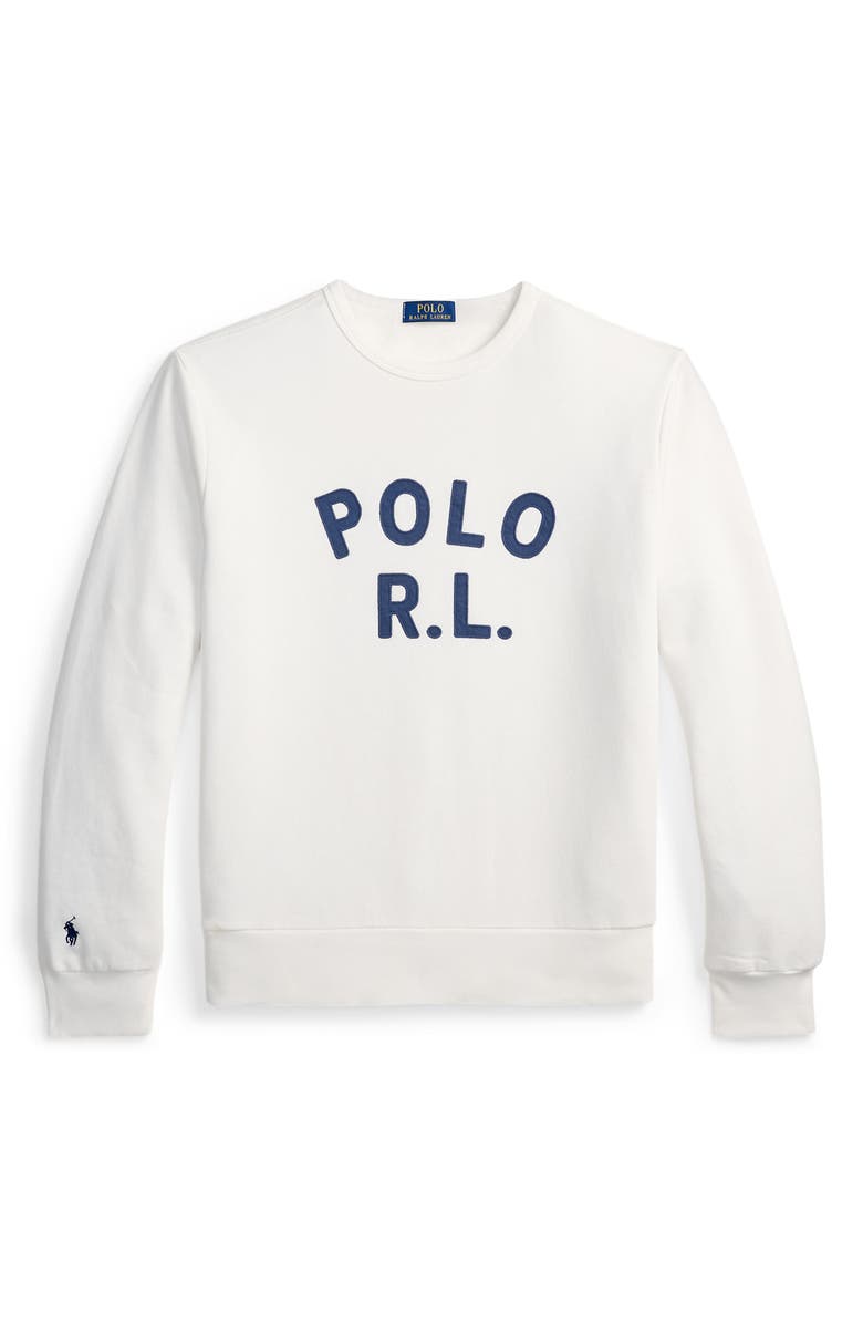 Polo Ralph Lauren Logo Appliqué Fleece Crewneck Sweatshirt, Alternate, color, White