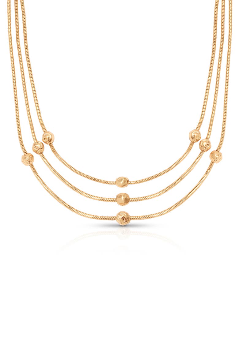 Molten Spheres Layered Necklace, Alternate, color, GOLD
