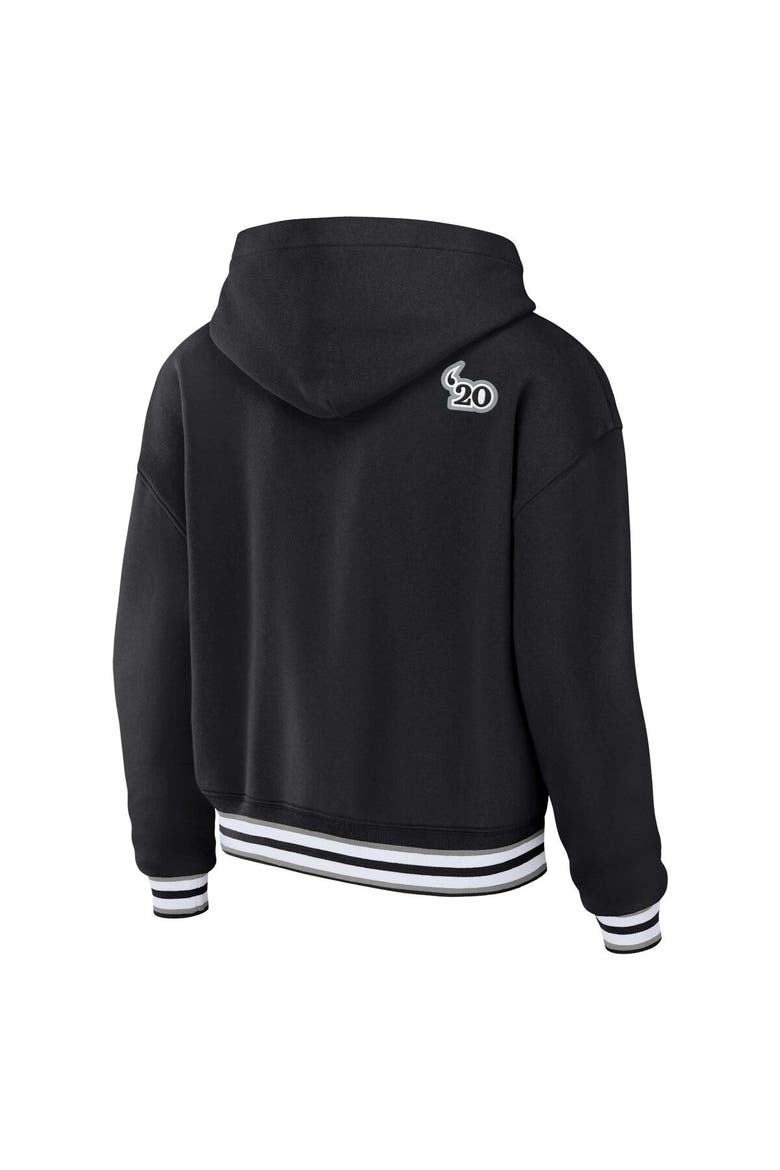 Women's WEAR by Erin Andrews Black Las Vegas Raiders Lace-Up Pullover Hoodie, Alternate, color, Black