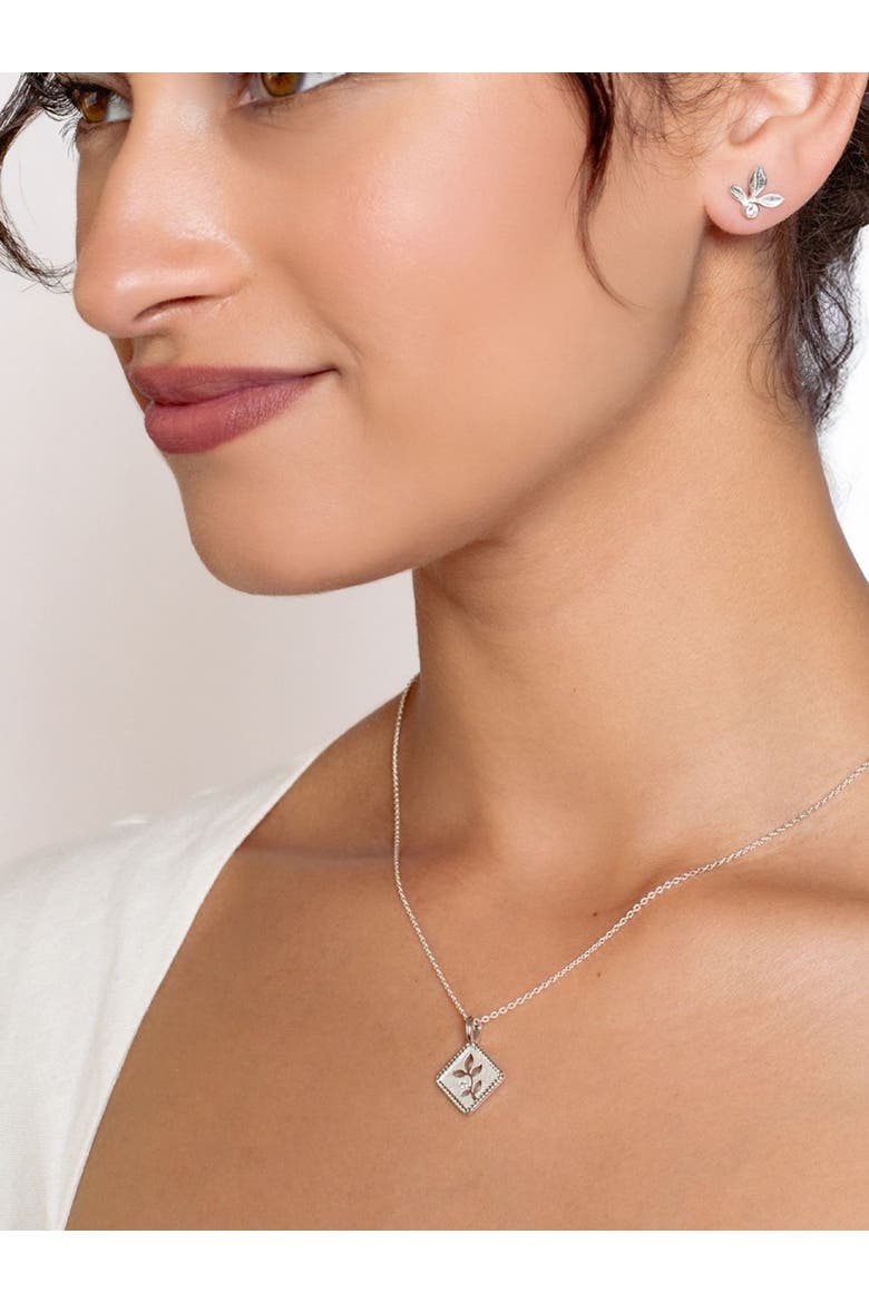 Olive Leaf Stud Earring, Alternate, color, Sterling Silver