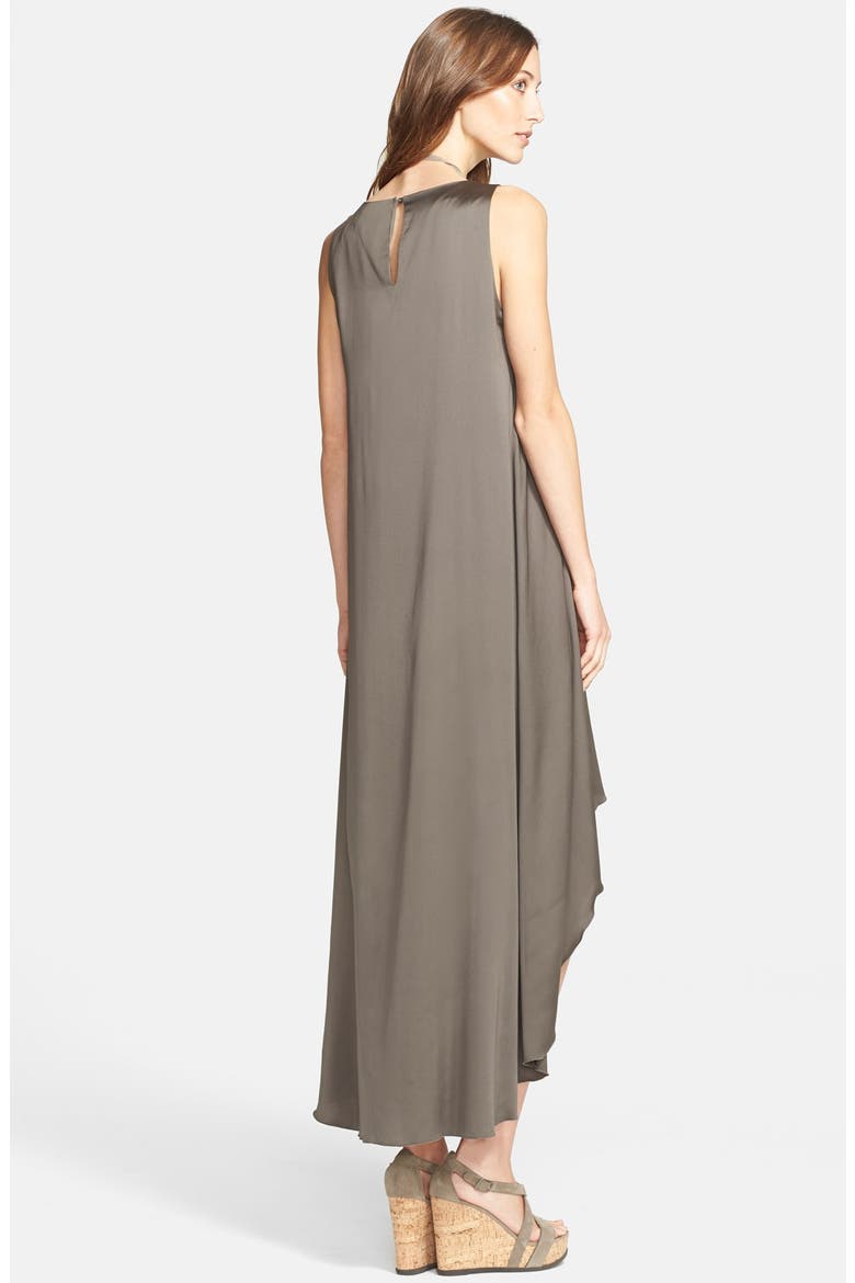 High/Low Stretch Silk Dress, Alternate, color, MILITARY