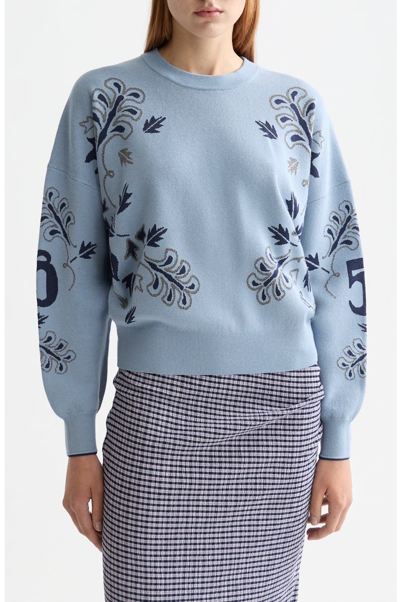 Relaxed Jacquard Pullover, Main, color, FADED DENIM