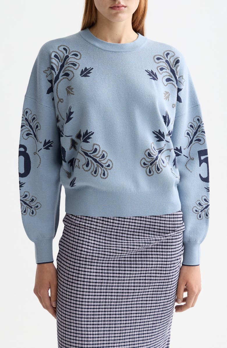 Scotch & Soda Relaxed Jacquard Pullover, Main, color, Faded Denim