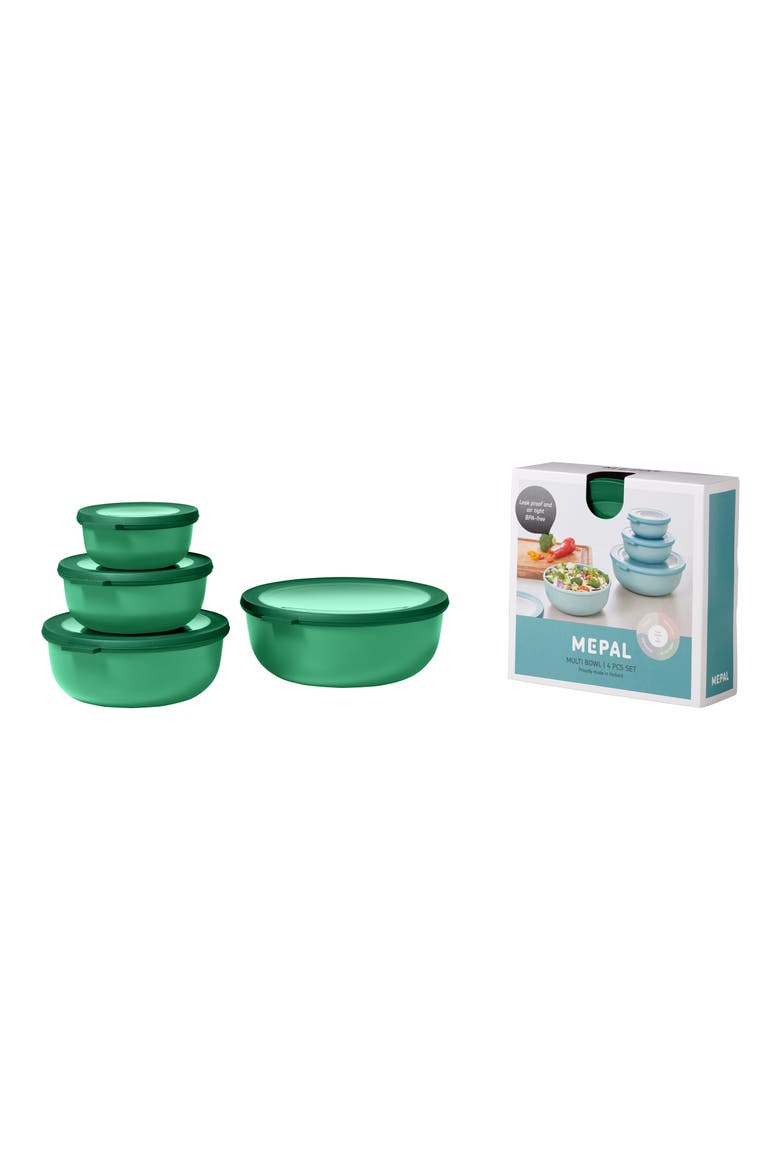 Cirqula Set of 4 Storage Bowls, Main, color, VIVID GREEN