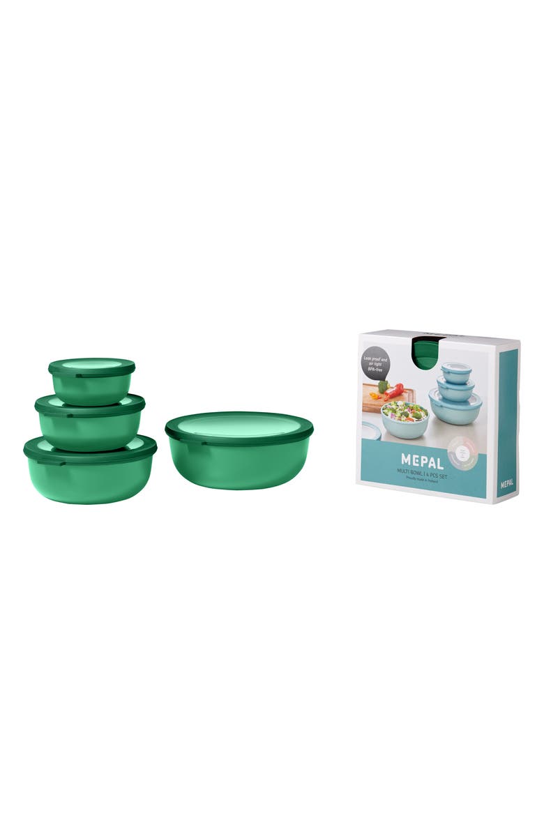 Mepal Cirqula Set of 4 Storage Bowls, Main, color, Vivid Green