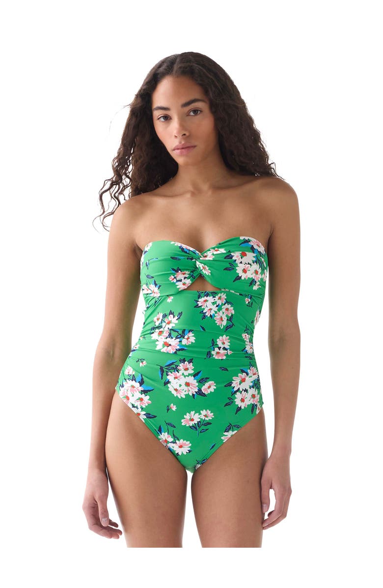 Kate Spade New York Twist Swim Top One Piece Swimsuit, Main, color, Parrot Green
