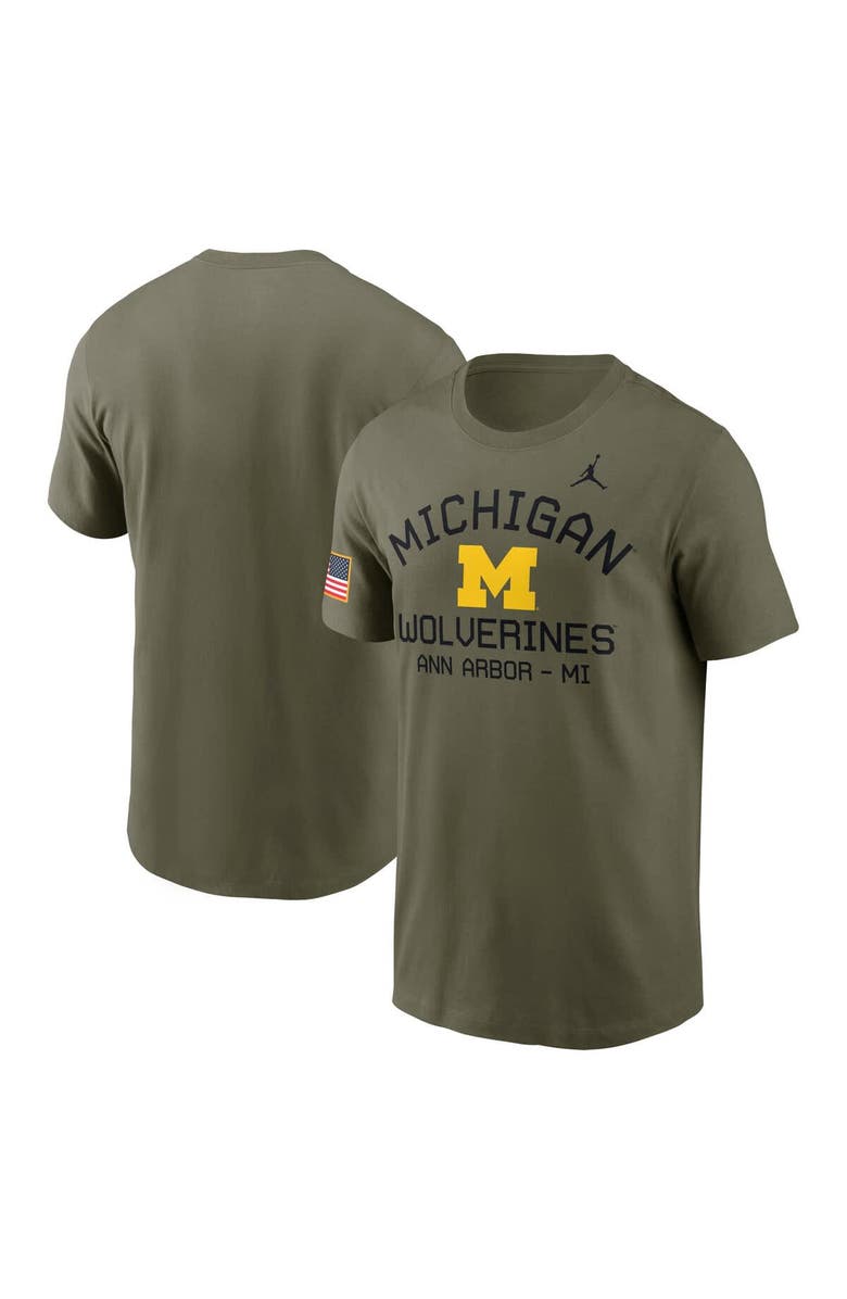 Jordan Brand Men's Jordan Brand Olive Michigan Wolverines 2024 Military Appreciation Performance T-Shirt, Main, color,