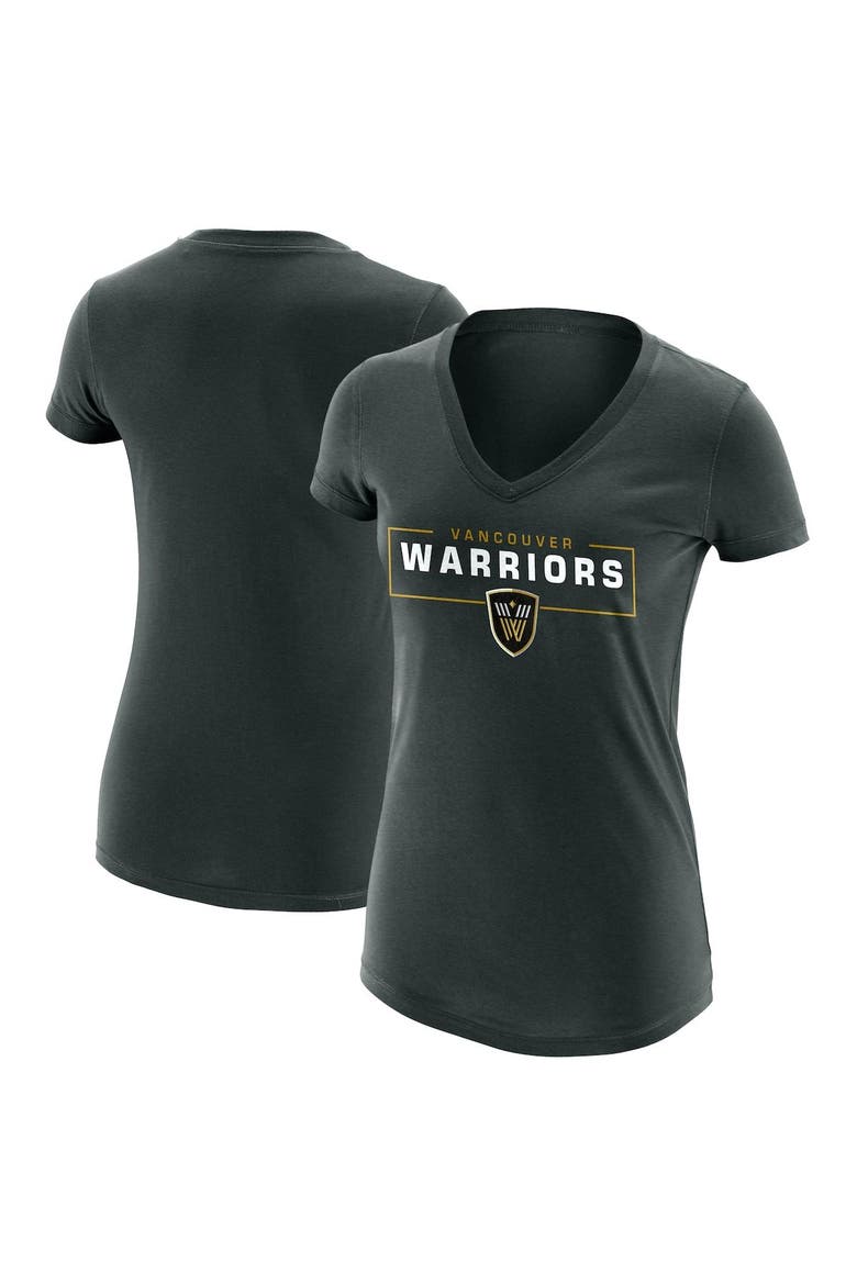 Women's Graphite Vancouver Warriors Primary Logo V-Neck T-Shirt, Main, color, Graphite