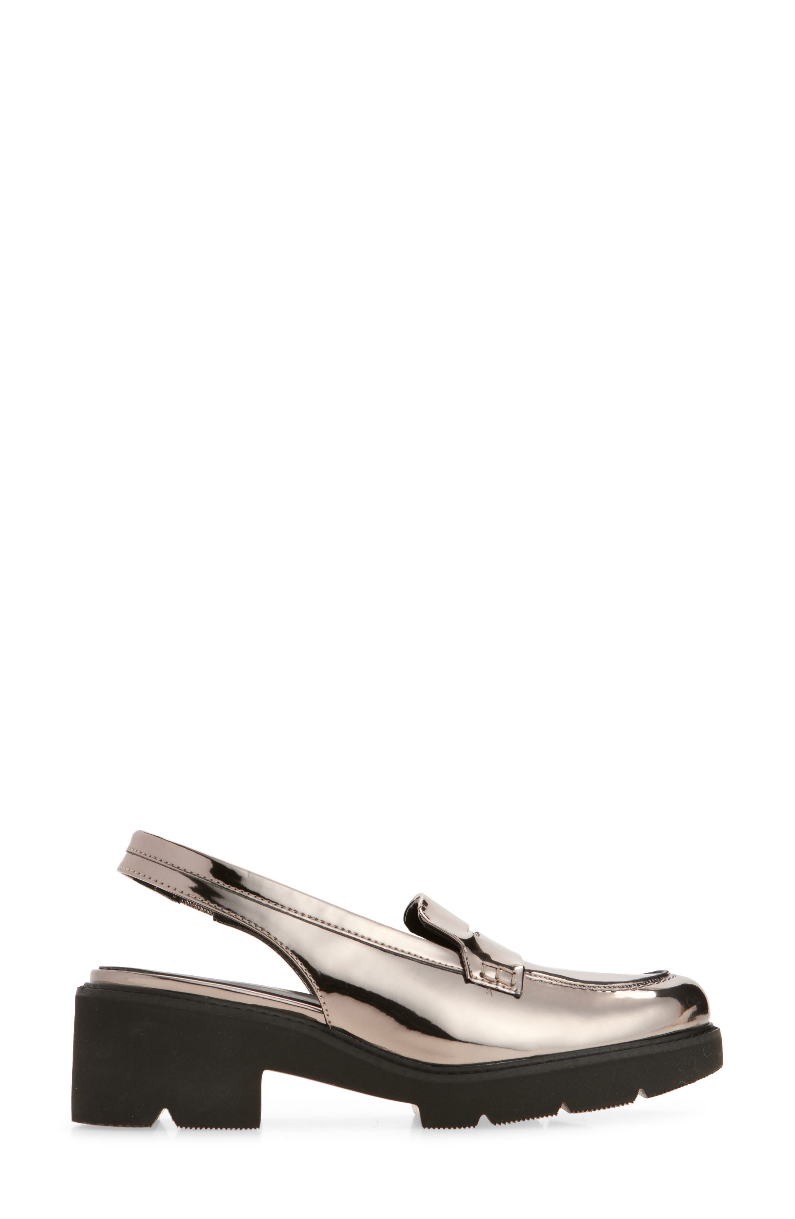 Naturalizer Darry Slingback Platform Penny Loafer, Alternate, color, Pewter Faux Leather