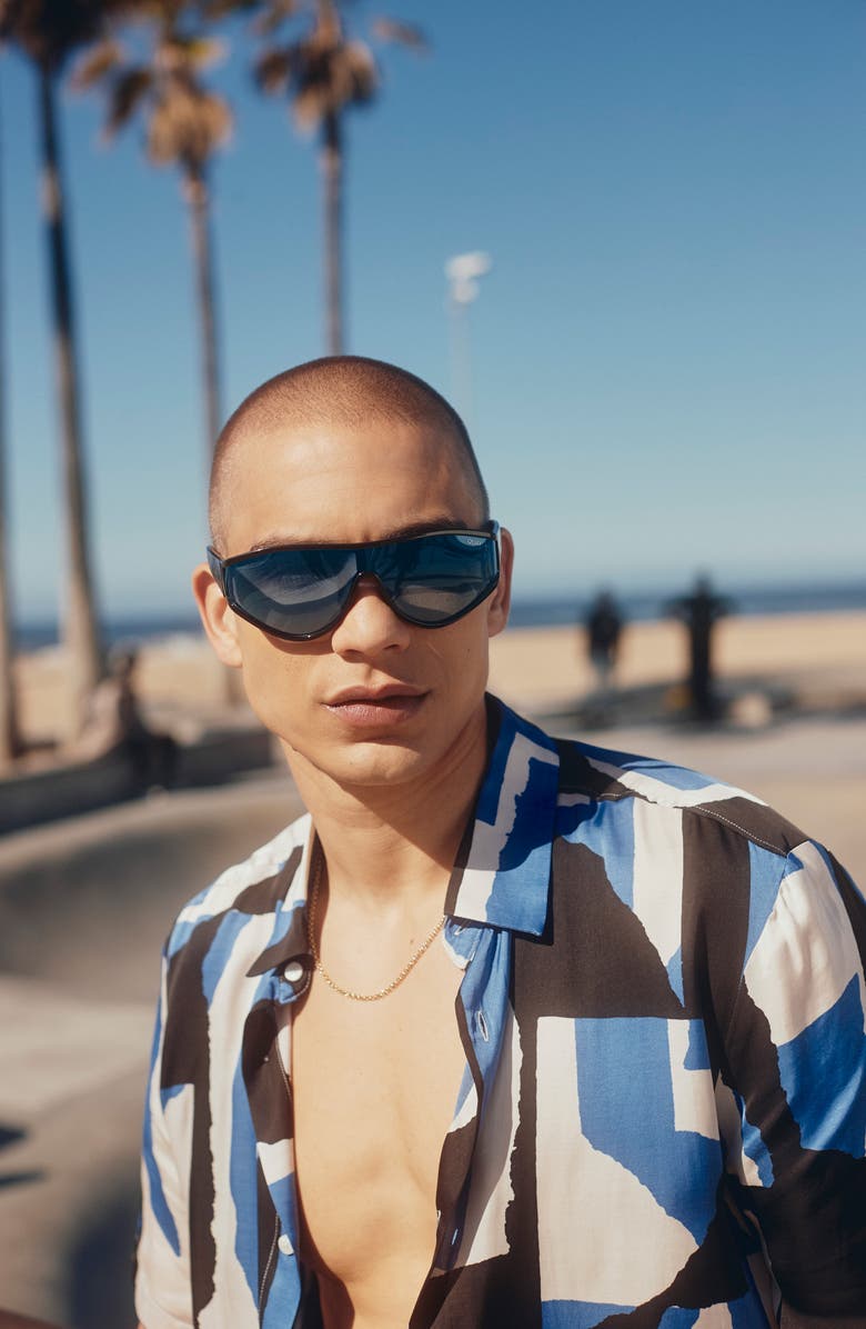 QUAY Secret Set 48mm Mirrored Shield Sunglasses, Alternate, color, 