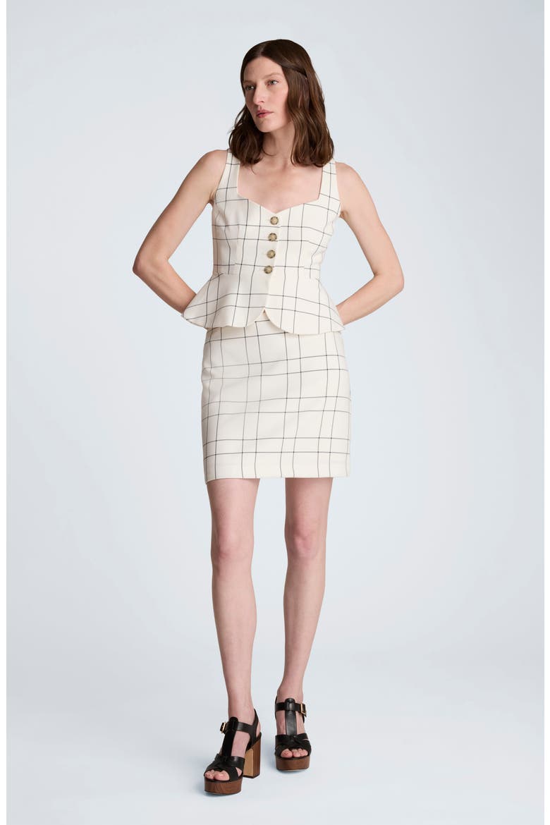 Windowpane Plaid Miniskirt, Alternate, color, FEATHER WHITE/ BLACK