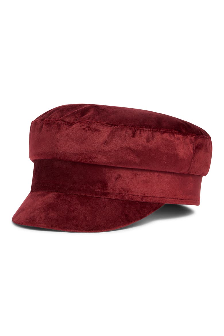 Kids' Velvet Cabby Hat, Main, color, RED