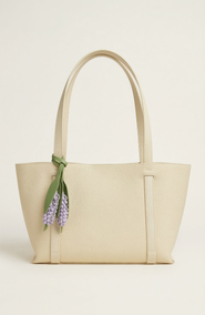 Modenaire Pebbled Leather Tote Bag with Removable Pouch and Charm