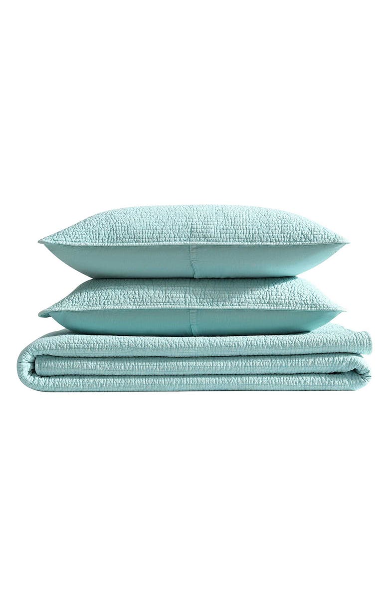 Nautica Seashore Stitch Cotton Quilt Set, Main, color, Light / Medium Green
