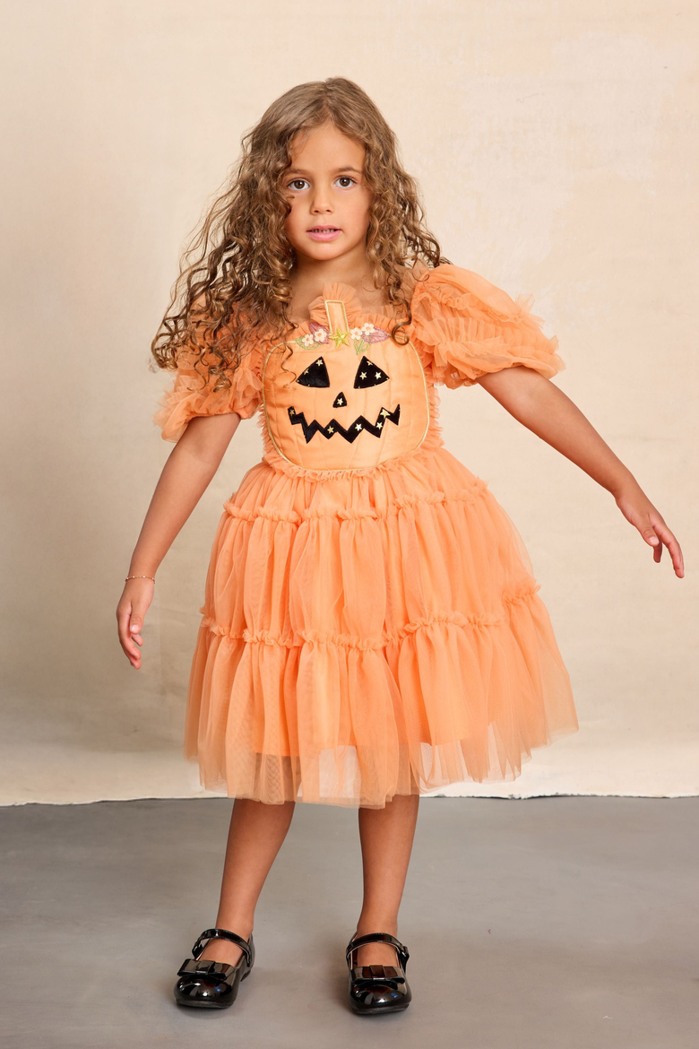 Pumpkin Dress for Girls, Alternate, color, Orange