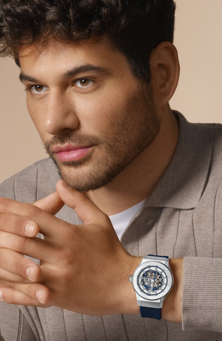 PORSAMO BLEU Cruz Silicone Automatic Watch, 45mm, Alternate, color, Blue