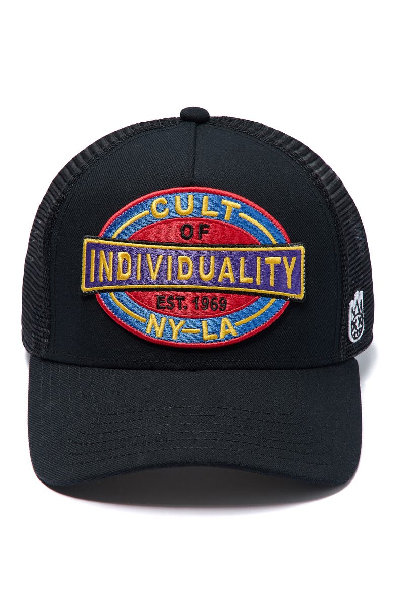 Oversize Patch Trucker Hat, Alternate, color, BLACK
