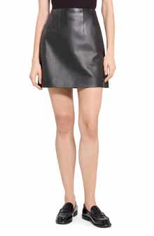 Theory Darted Leather Miniskirt