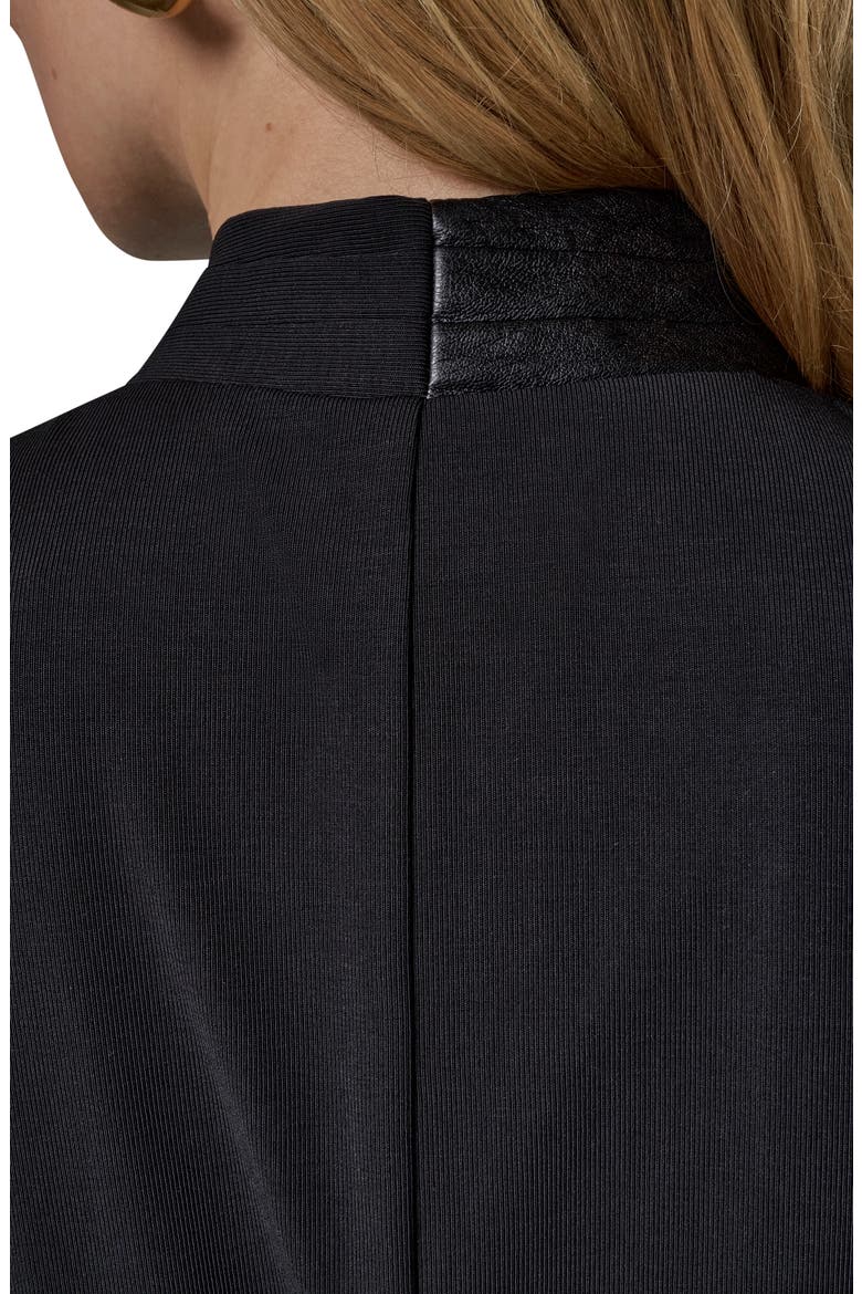 Sleeveless Top with Faux Leather Trim, Alternate, color, BLACK