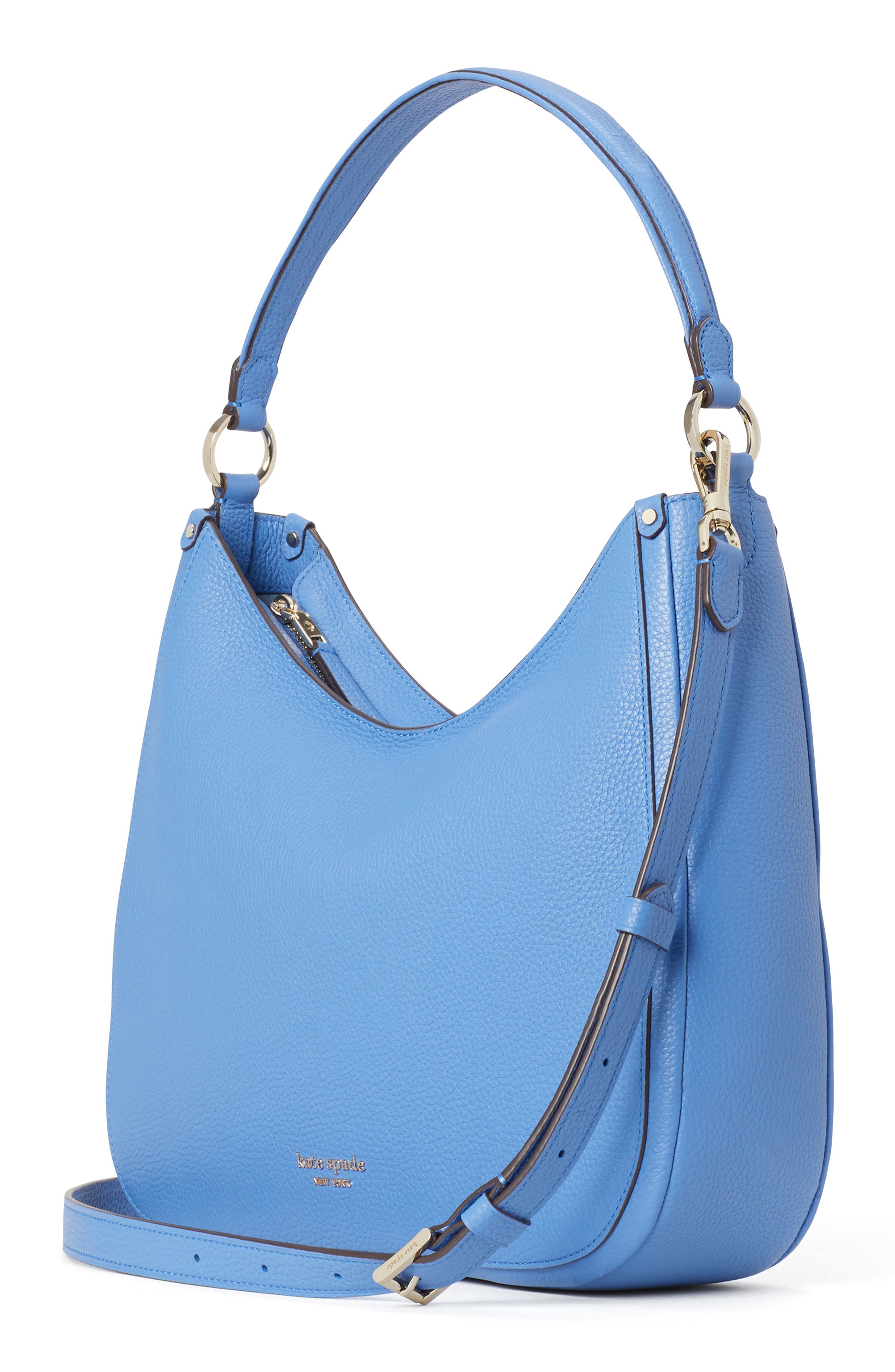 roulette large leather hobo bag, Alternate, color, DEEP CORNFLOWER