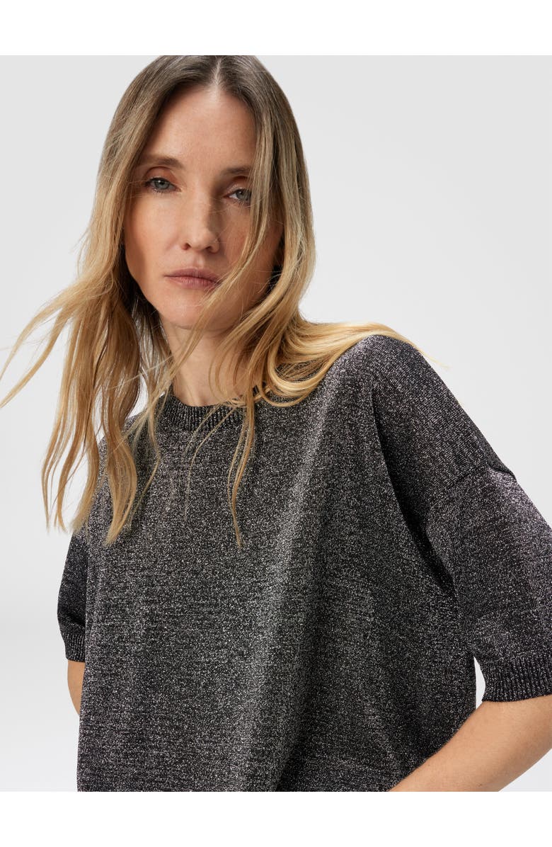 Missoni Boxy Crew Neck Sweater In Lamé, Alternate, color, Silver