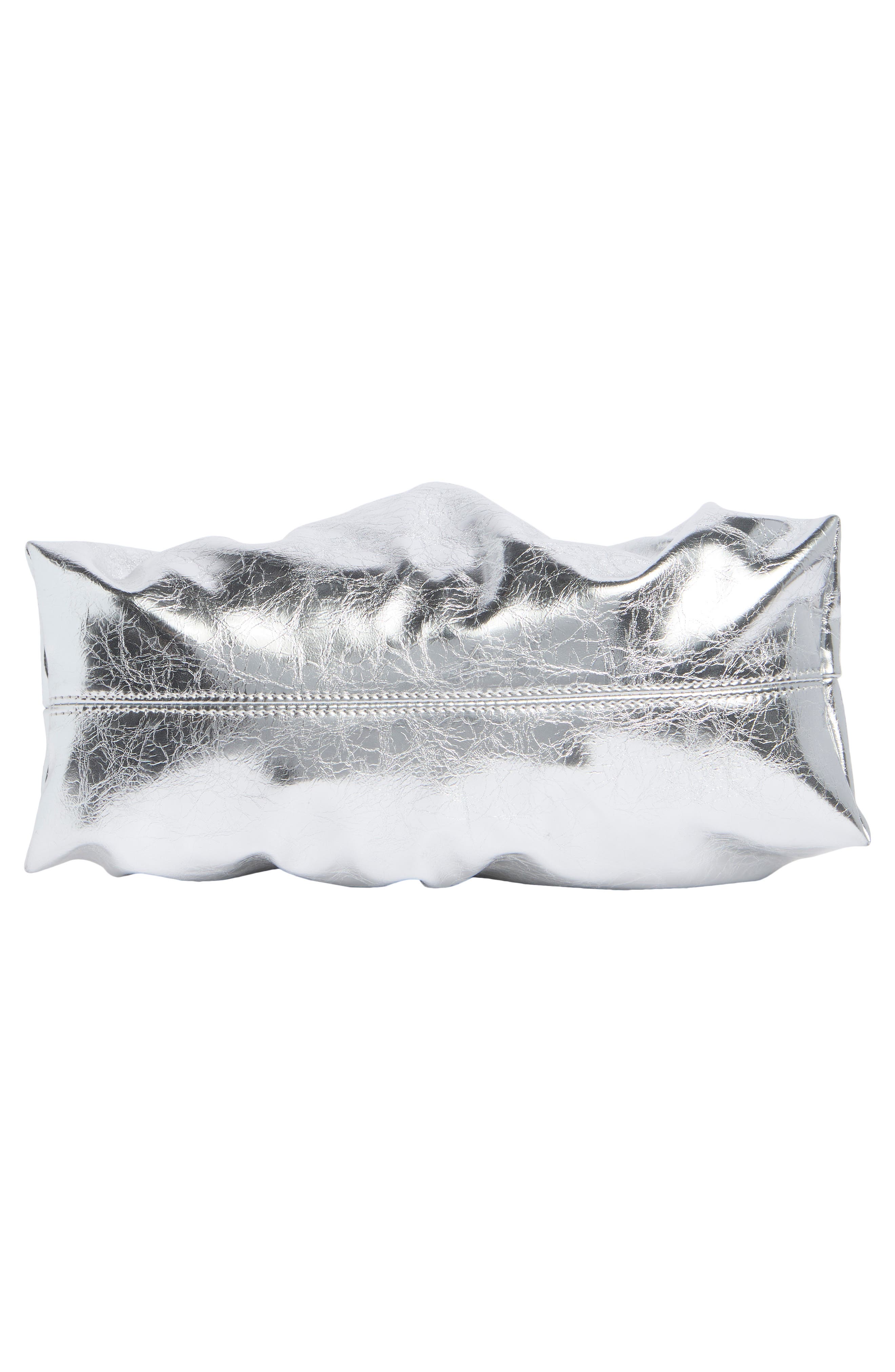 BCBG Statement Handle Metallic Clutch, Alternate, color, Silver