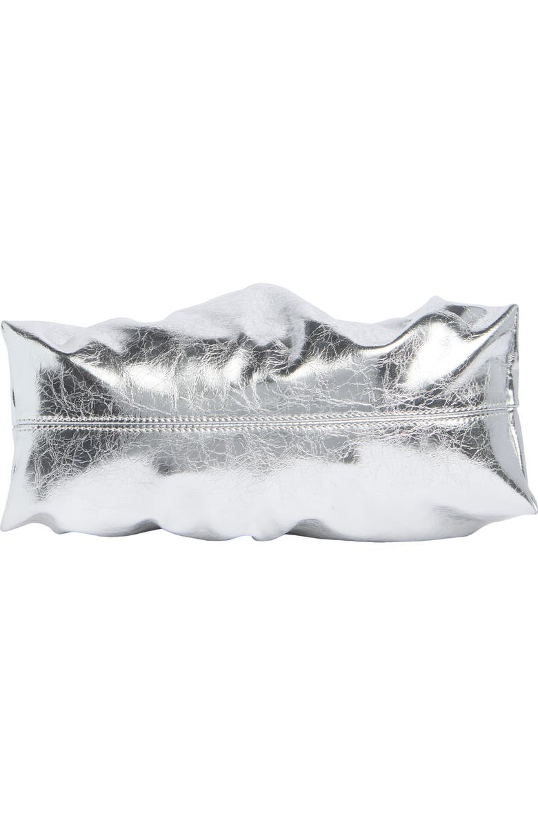 BCBG Statement Handle Metallic Clutch, Alternate, color, Silver