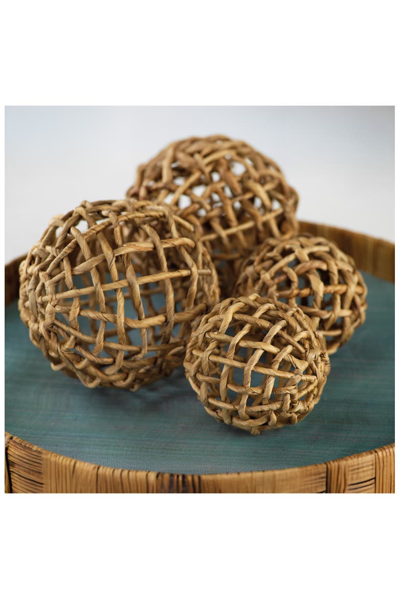 Set of 8 Water Hyacinth Decorative Balls, Alternate, color, BEIGE