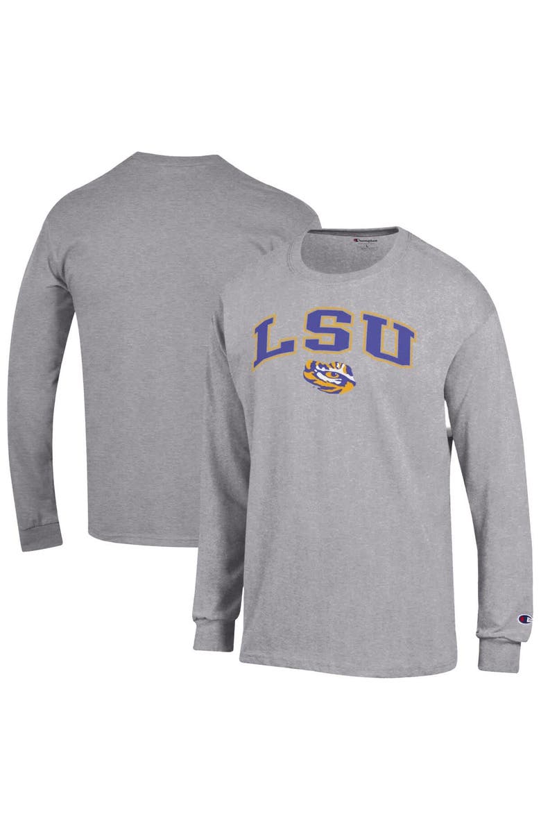 Champion Men's Champion  Heather Gray LSU Tigers Arch Over Logo Long Sleeve T-Shirt, Main, color, Heather Gray