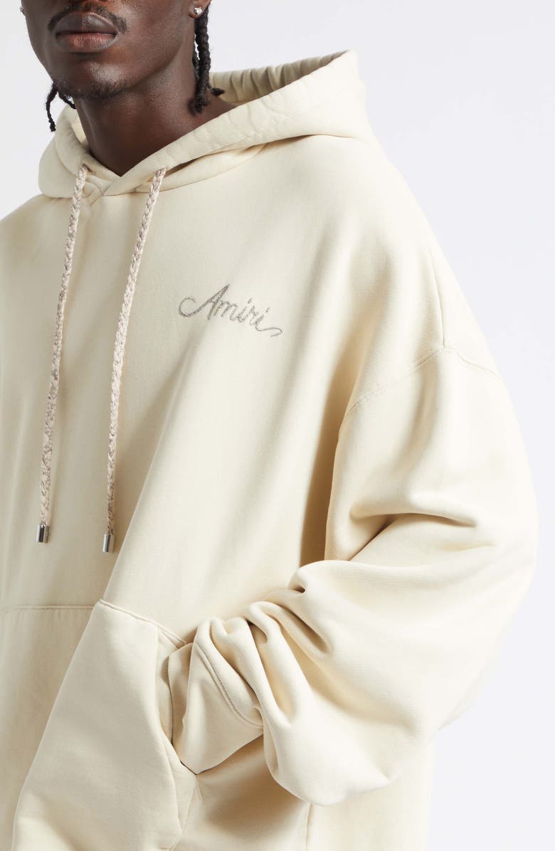AMIRI Oversize MA Check Patch Appliqué Hoodie, Alternate, color, Alabaster