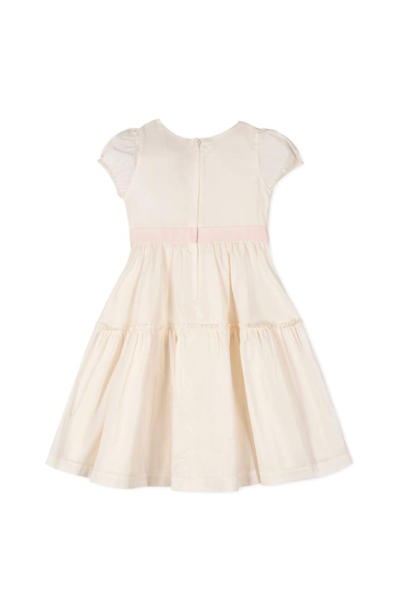 Hope & Henry Kids' Organic Puff Sleeve Tiered Party Dress, Alternate, color, Natural With Pink