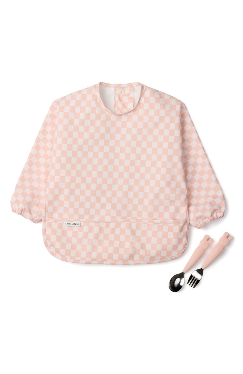 Loulou Lollipop Long Sleeve Bib & Learning Utensils Set, Main, color, 