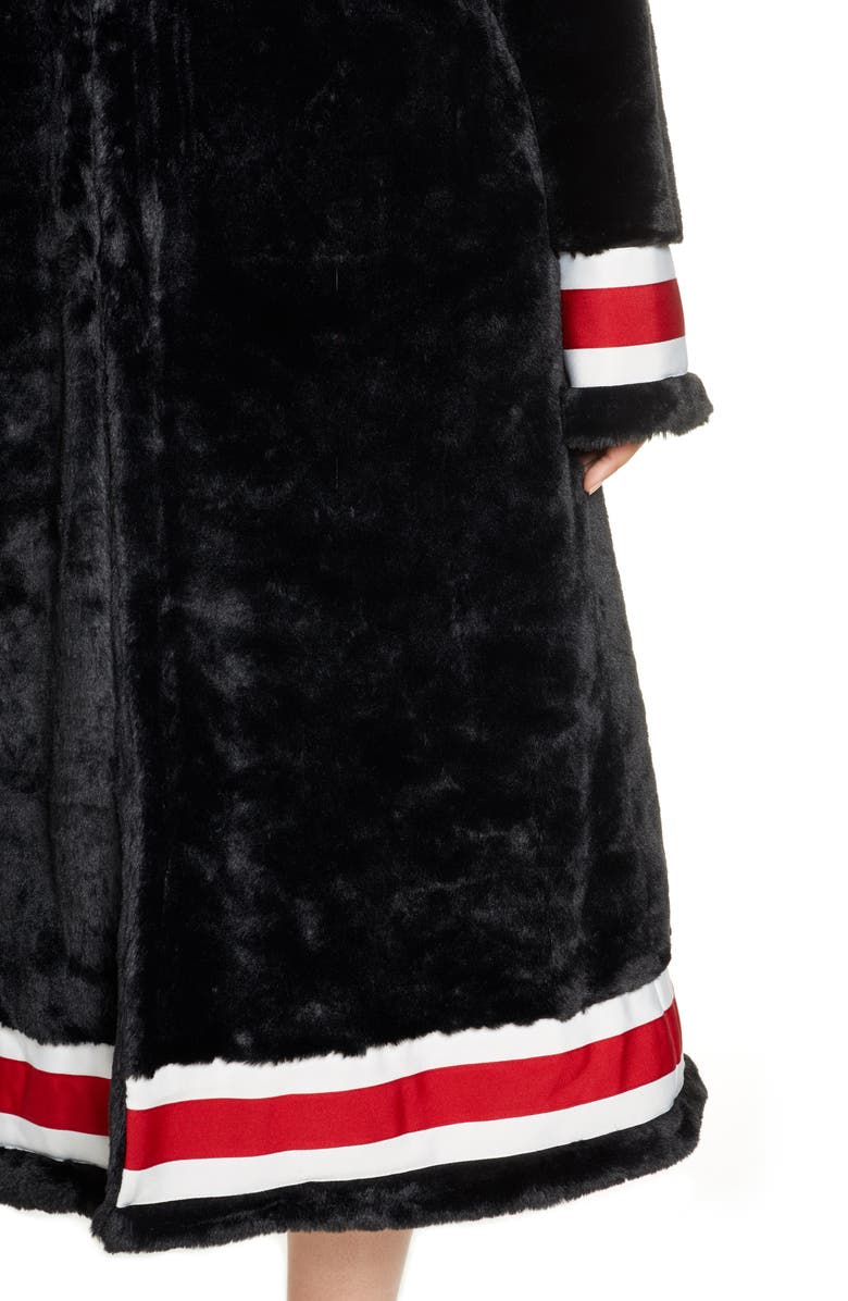 Coldesina Grosgrain Ribbon Trim Faux Fur Swing Coat, Alternate, color, 