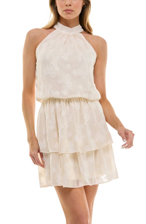 Socialite Floral Burnout Halter Tiered Minidress