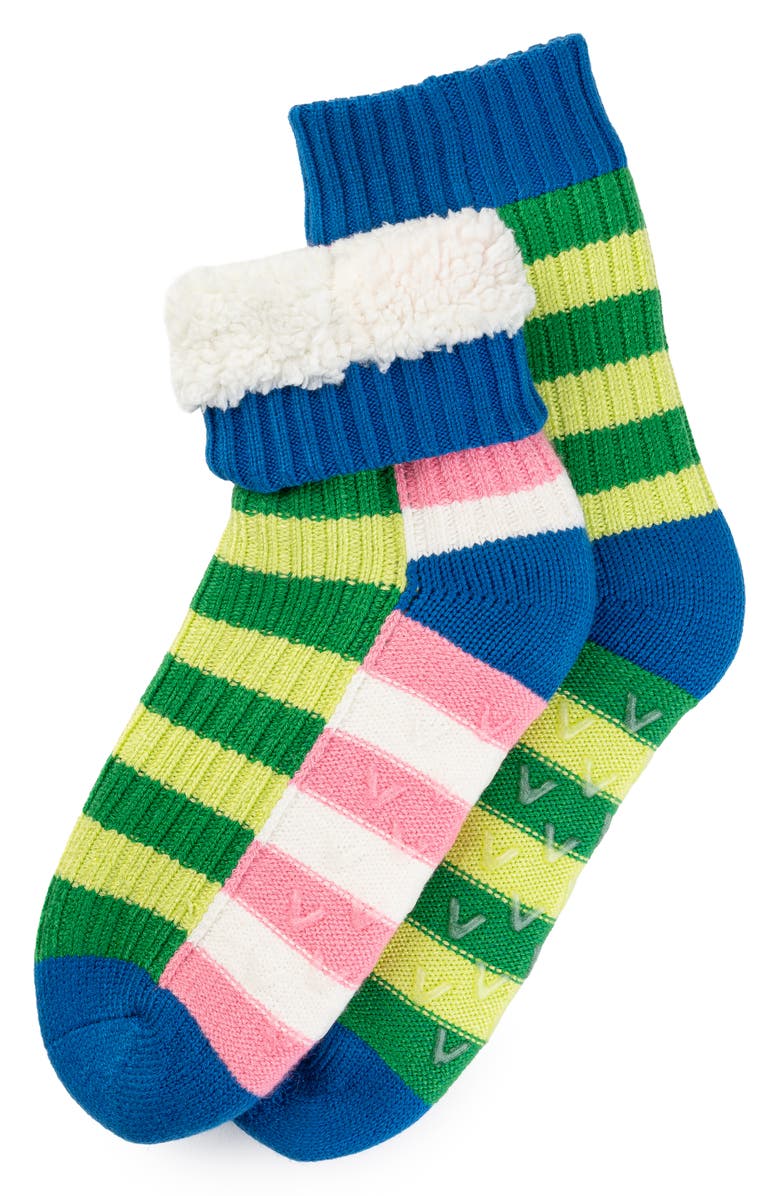 verloop Mismatch House Crew Socks, Alternate, color, Lime Green