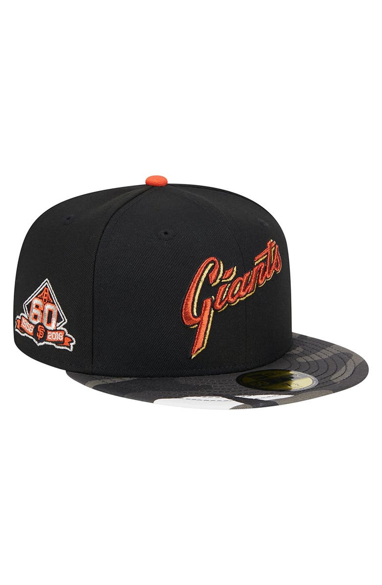 New Era Men's New Era Black San Francisco Giants Metallic Camo 59FIFTY Fitted Hat, Main, color, 