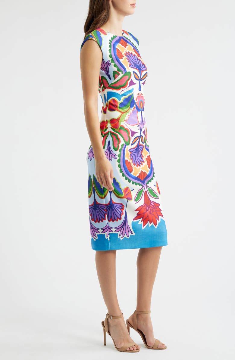 Vince Camuto Scuba Crepe Cocktail Dress, Alternate, color, Blue Multi