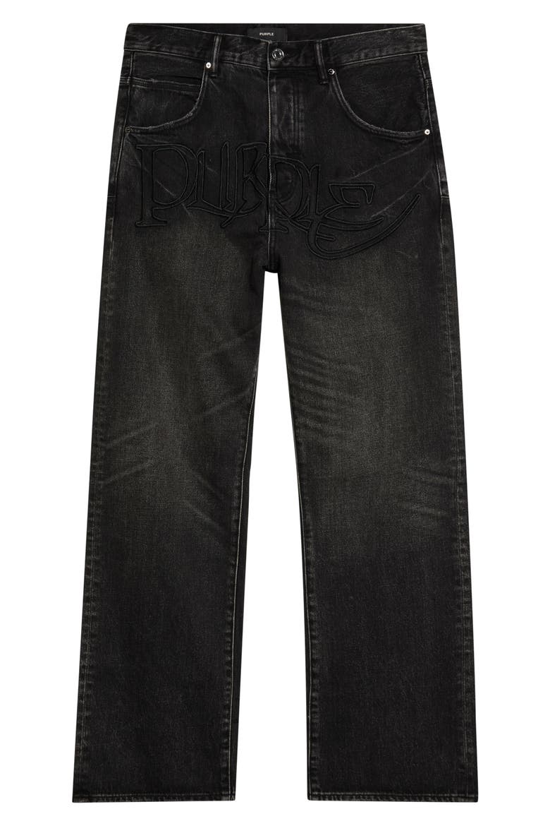 Logo Embroidered Relaxed Jeans, Alternate, color, BLACK