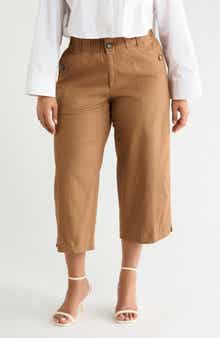 Democracy Button Pocket Crop Wide Leg Pants
