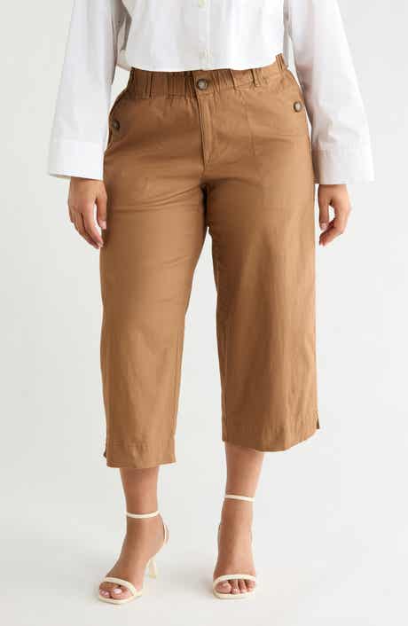 Democracy Button Pocket Crop Wide Leg Pants